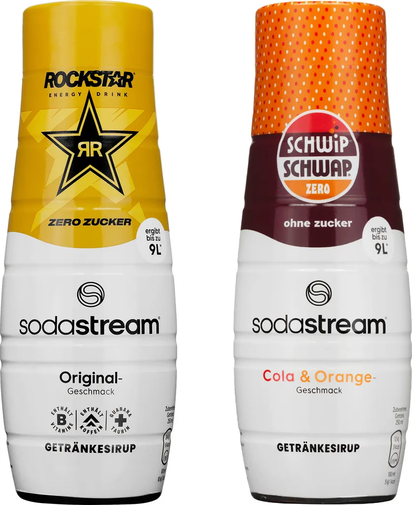 Sirup für SodaStream Rockstar Original Zero + Schwip Schwap Zuckerfrei, 440 ml, 2 Stück