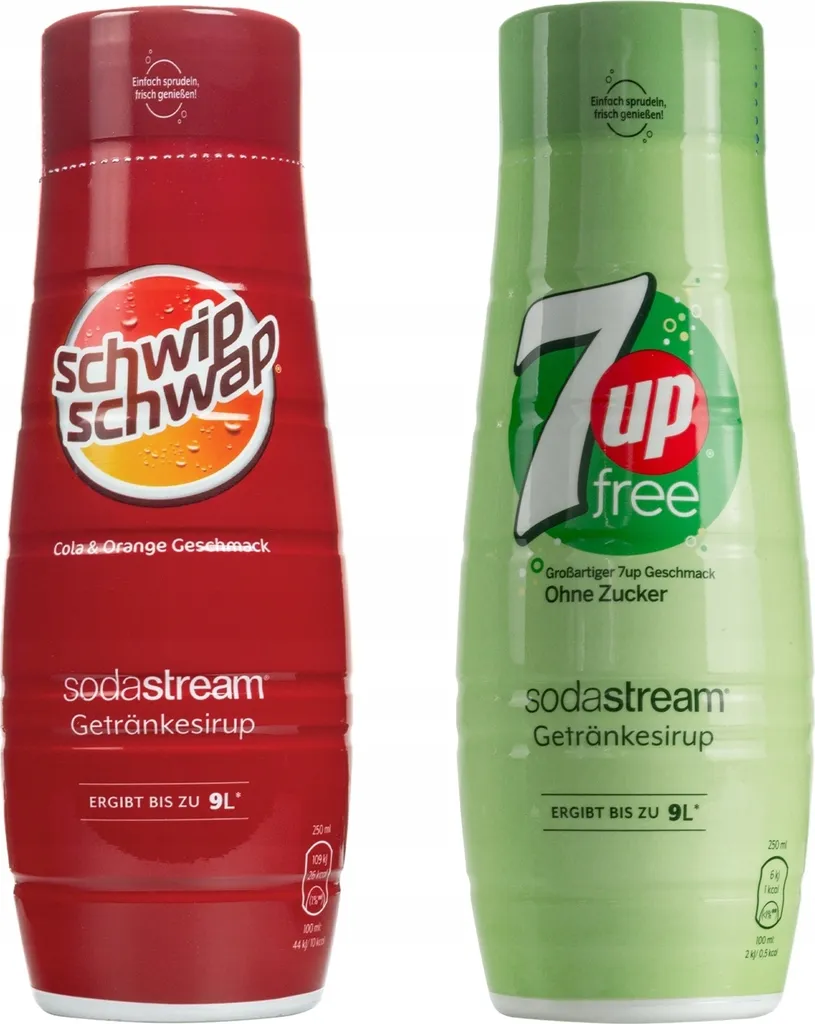 Sirup für SodaStream Schwip Schwap Cola Orange + 7UP Zero 440ml, 2 Stück