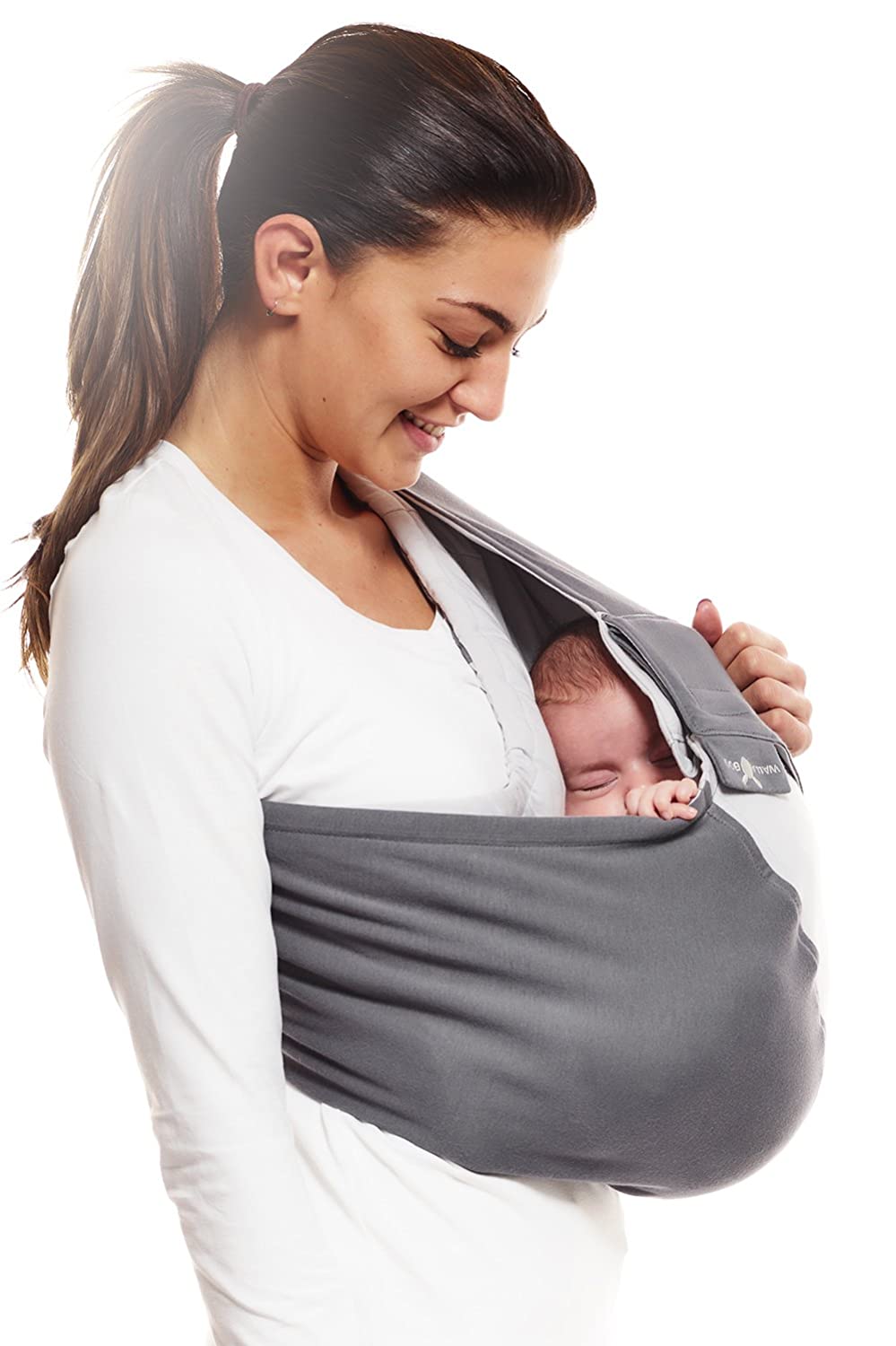 Wallaboo Baby Carrier Sling Connection 100% Cotton Fits Your Baby\'s Shape Grey-silver