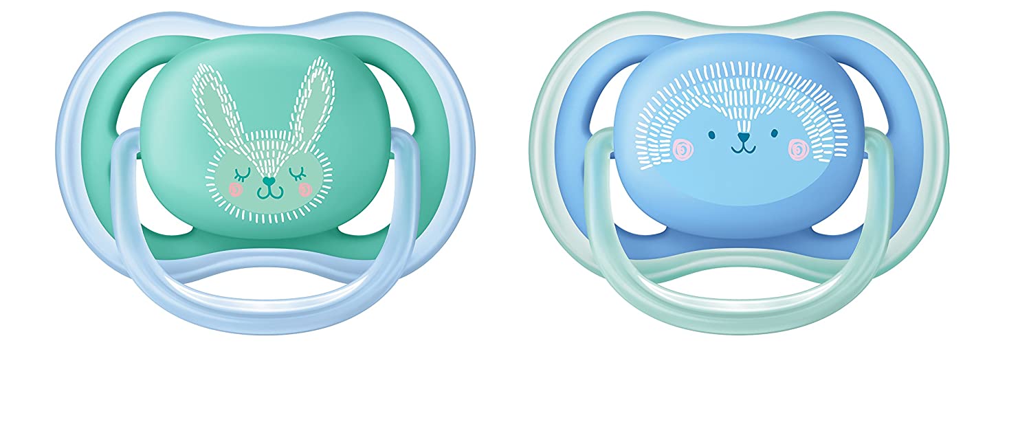 Philips Avent Ultra Air Soothers for Infants between 6-18 Months - Maximum Air Circulation - Twin Pack with Motif Boys