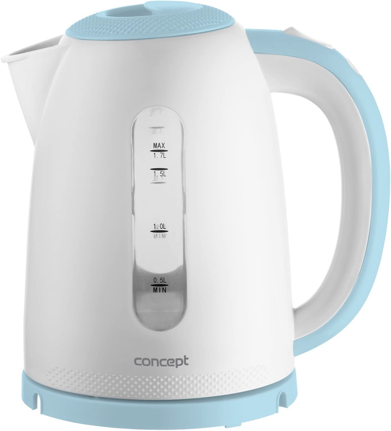 CONCEPT Hausgeräte RK2333 Wireless Plastic Kettle Palette, 3D Decor, Modern Design, Available in 6 Colours, 1.7 L, 2200 W, Blue