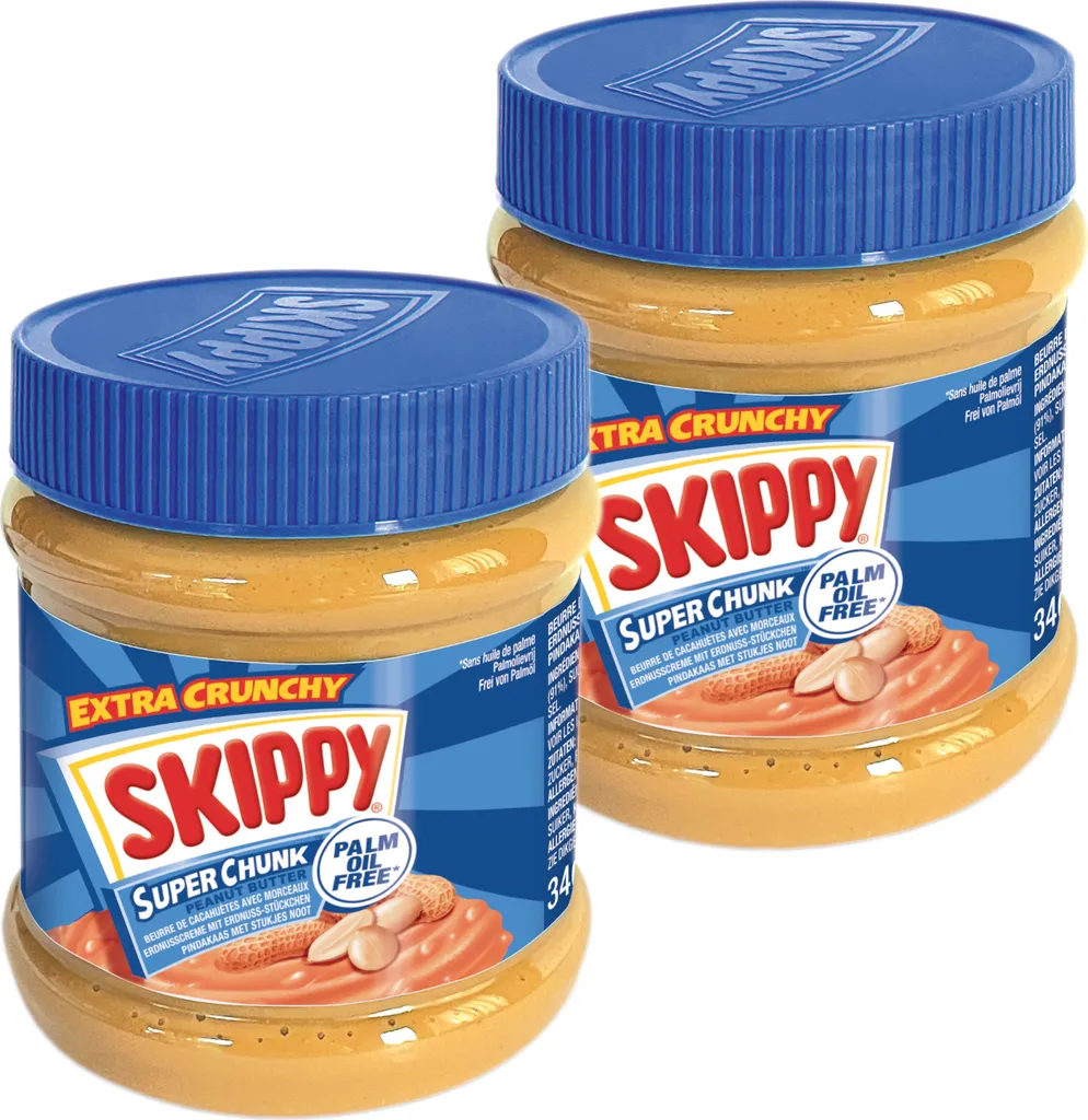 SKIPPY 2x Erdnussbutter "Super-Chunk" Peanut Butter Crunchy Ohne Palmöl 2x 340g