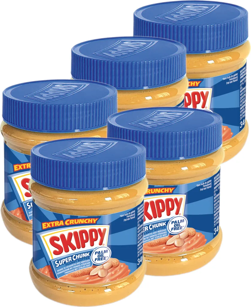 SKIPPY 5x Erdnussbutter "Super-Chunk" Peanut Butter Crunchy Ohne Palmöl 5x 340g