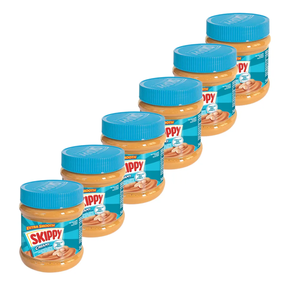 SKIPPY 6x Erdnussbutter "Creamy" Peanut Butter Extra Smooth Ohne Palmöl 6x 340g