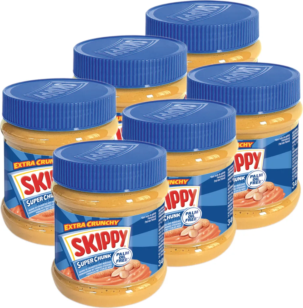 SKIPPY 6x Peanut Butter "Super-Chunk" Peanut Butter Crunchy Without Palm Oil 6x 340g