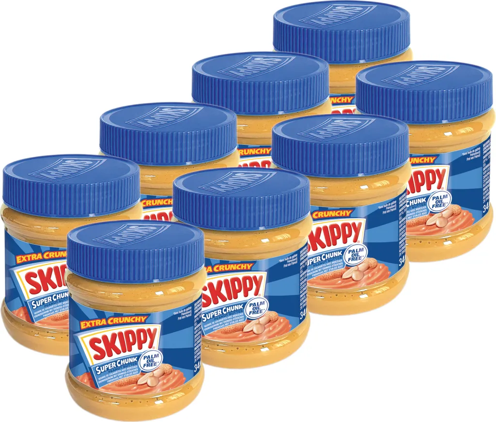SKIPPY 8x Peanut Butter "Super-Chunk" Peanut Butter Crunchy Without Palm Oil 8x 340g