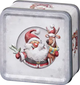 Decorate & Furnish Storage Jar, Santa Claus & Reindeer, square, 1 pc