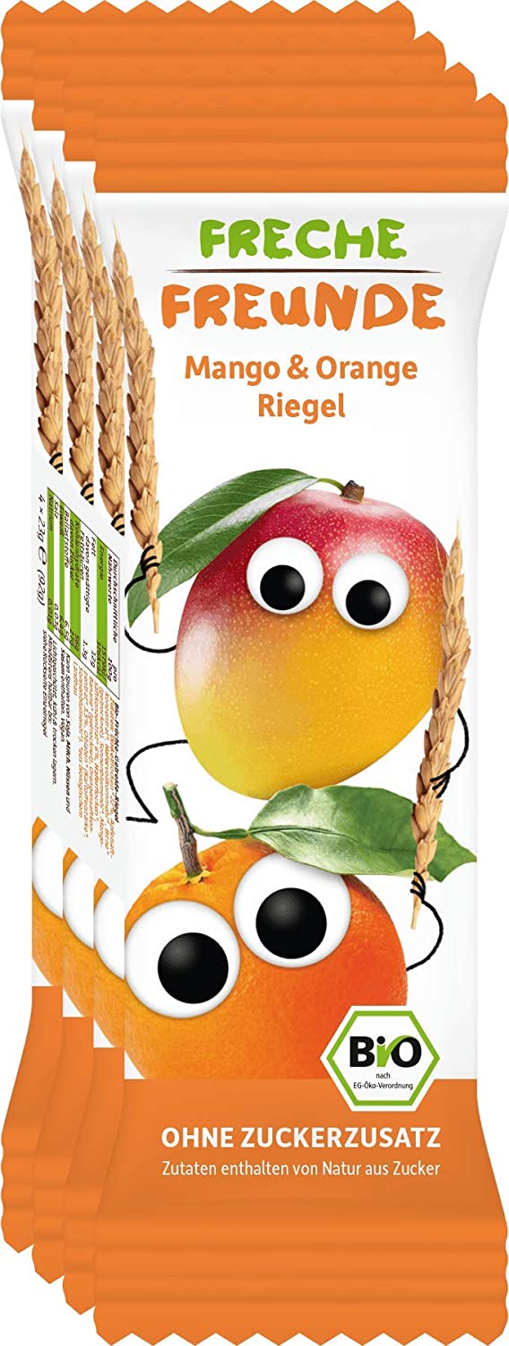 FRECHE FREUNDE Bio Fruchtriegel Riegel Mango & Orange, 4 x 23 g