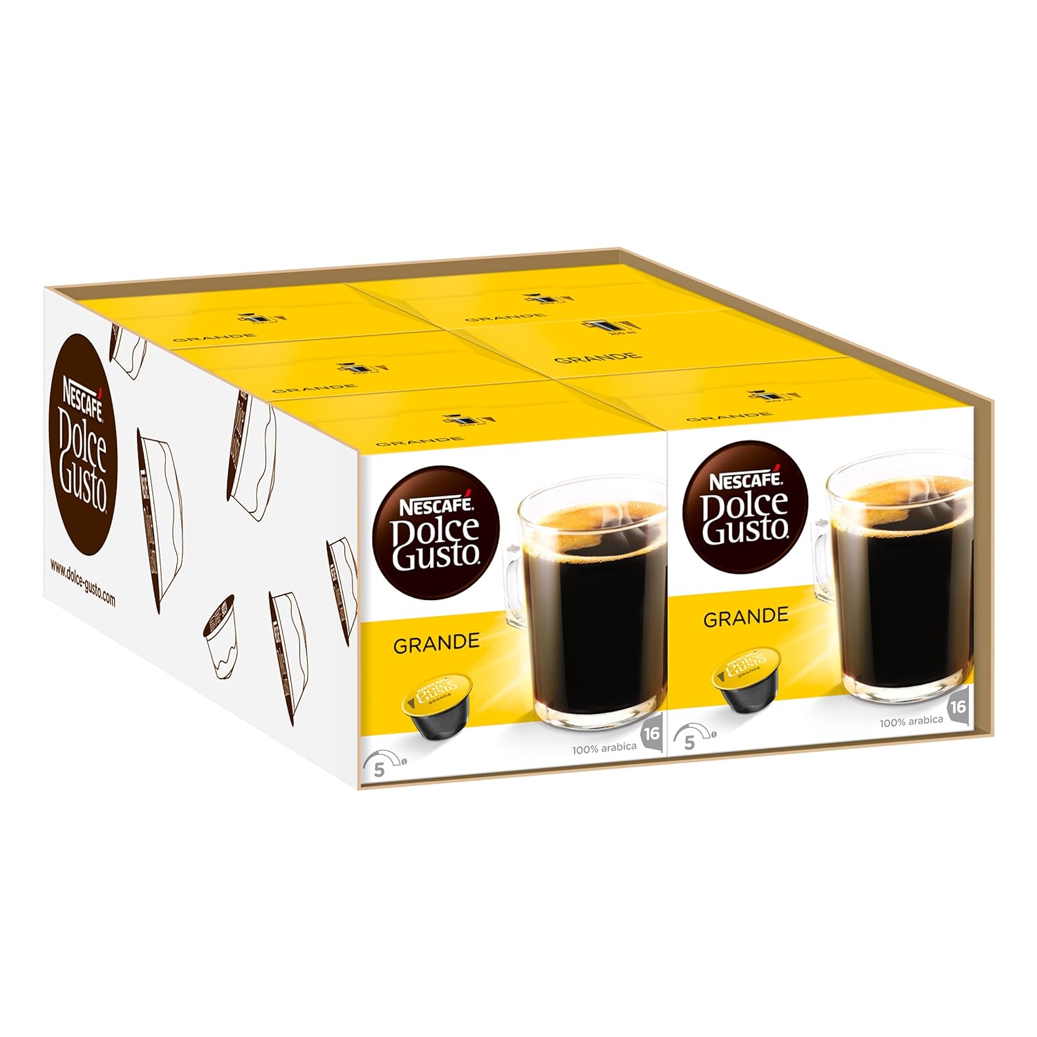 Nescafé Dolce Gusto Grande, coffee, coffee capsule, pack of 6, 6 x 16 capsules
