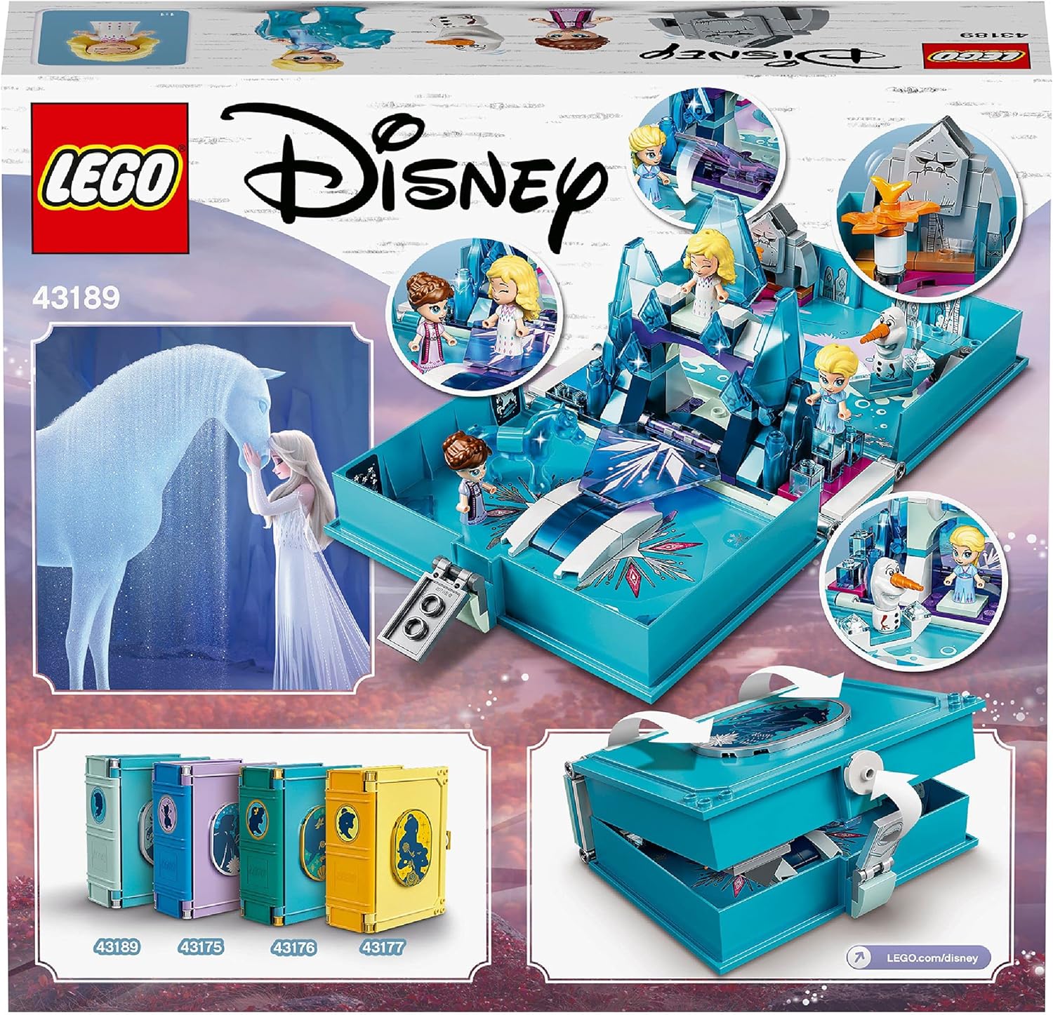 LEGO 43189 Disney Princess Frozen 2 Elsa\'s Storybook, Portable Play Set, Travel Toy for Kids, The Ice Queen 2