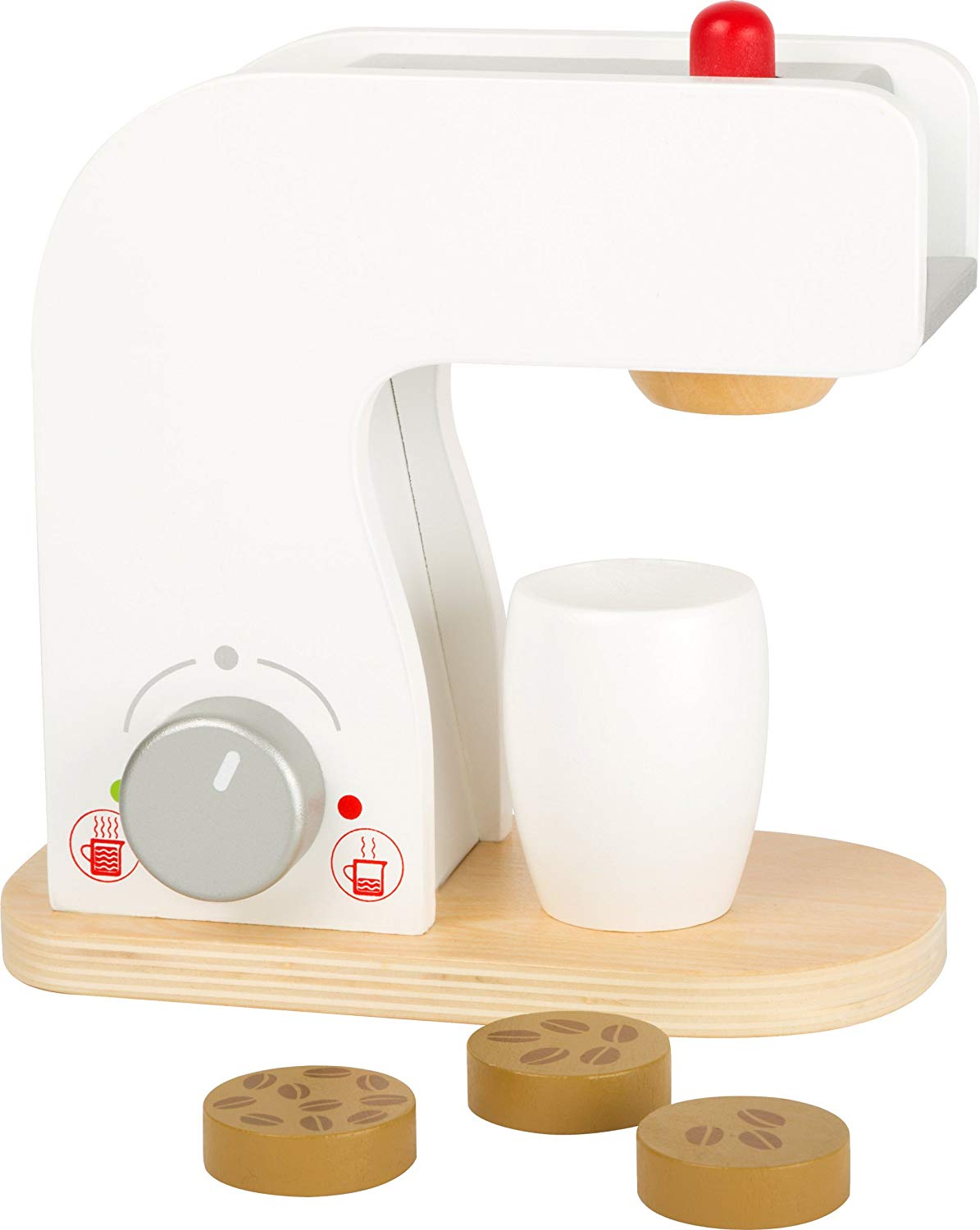 Small Foot by Legler Small Foot Coffee Machine With Coffee Beans In Wood With Swivel And Snap Bu