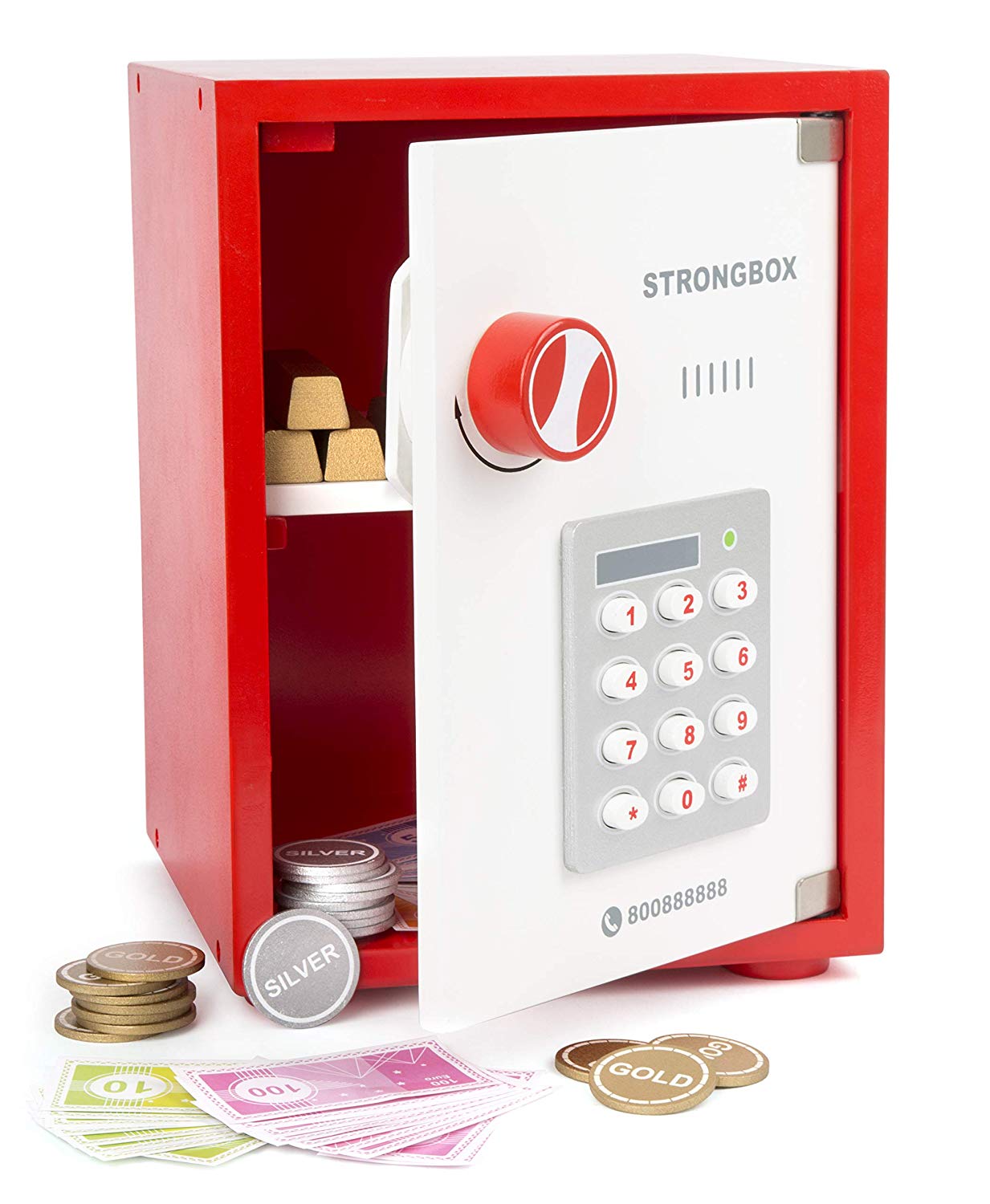 Small Foot by Legler Small Foot 12012 Safe With Wooden Play Money And Gold Bars For Children Age