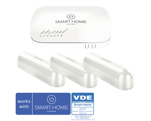 SMART HOME by hornbach starter set opening detector including gateway and 3 Fibaro door/window contacts white