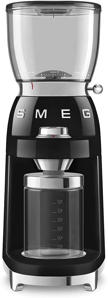 Smeg CGF01BLEU Coffee Grinder, 150, Stainless Steel, Black