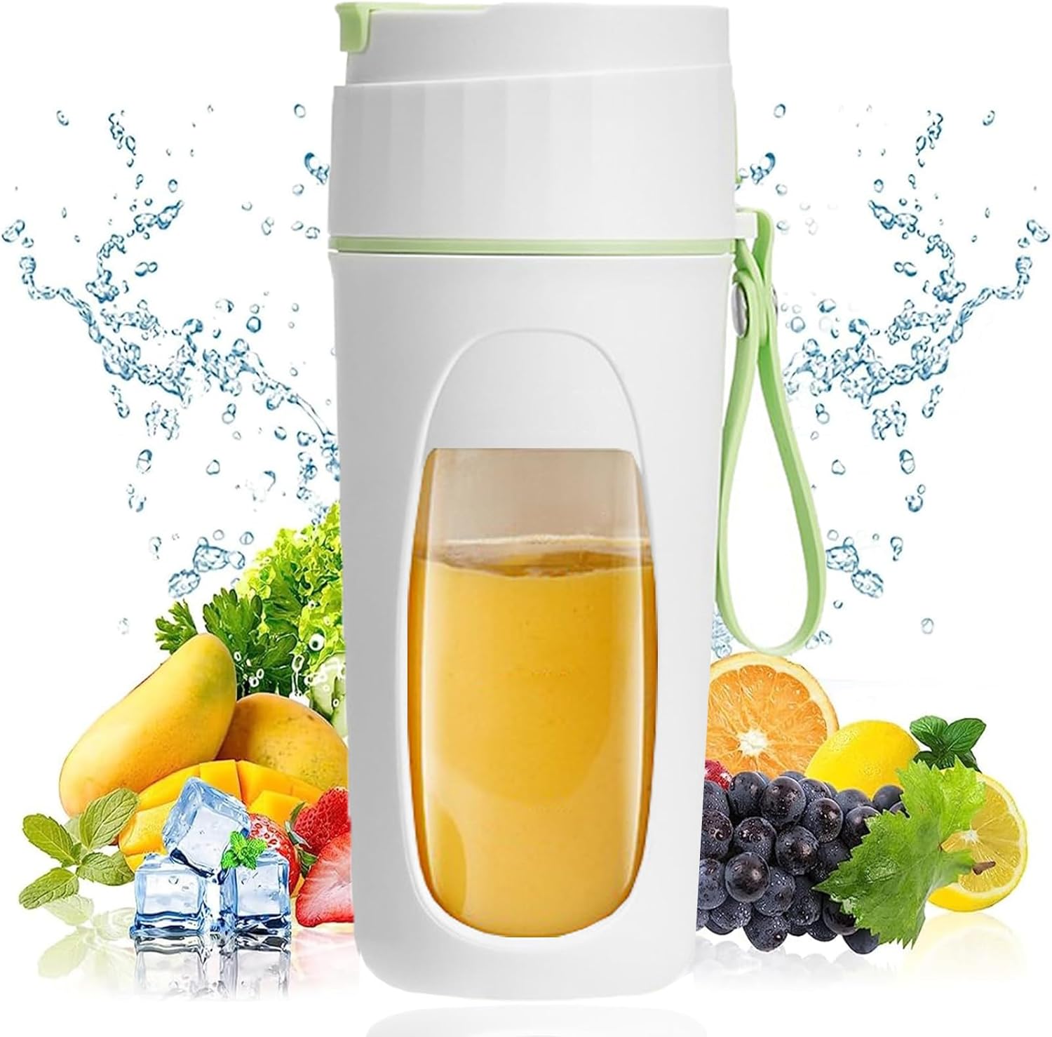 Mixer Smoothie Maker To Go, Mini Portable Mixer with 8 Blades Stainless Steel, USB Portable Blender Electric 500 ml Bottle, Smoothie Bottle Small for Shake, Baby Food, for Travel, Gym