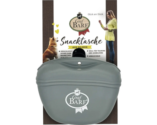 Snack bag Graf BARF belt - snack bag gray, silicone approx. 13 x 11 x 5 cm