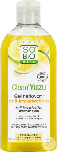 SoBio Étic CleanYuzu Anti-Imperfection Cleansing Gel Oily Skin Organic Bottle 200ml