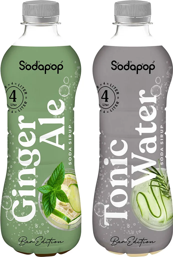 SODAPOP Bar Edition Tonic Water Sirup 500ml + Bar Edition Ginger 500ml, 2 Stück