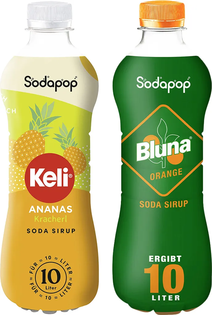 SODAPOP Keli Ananas Sirup 500 ml + Bluna Orange 500 ml, 2 Stück