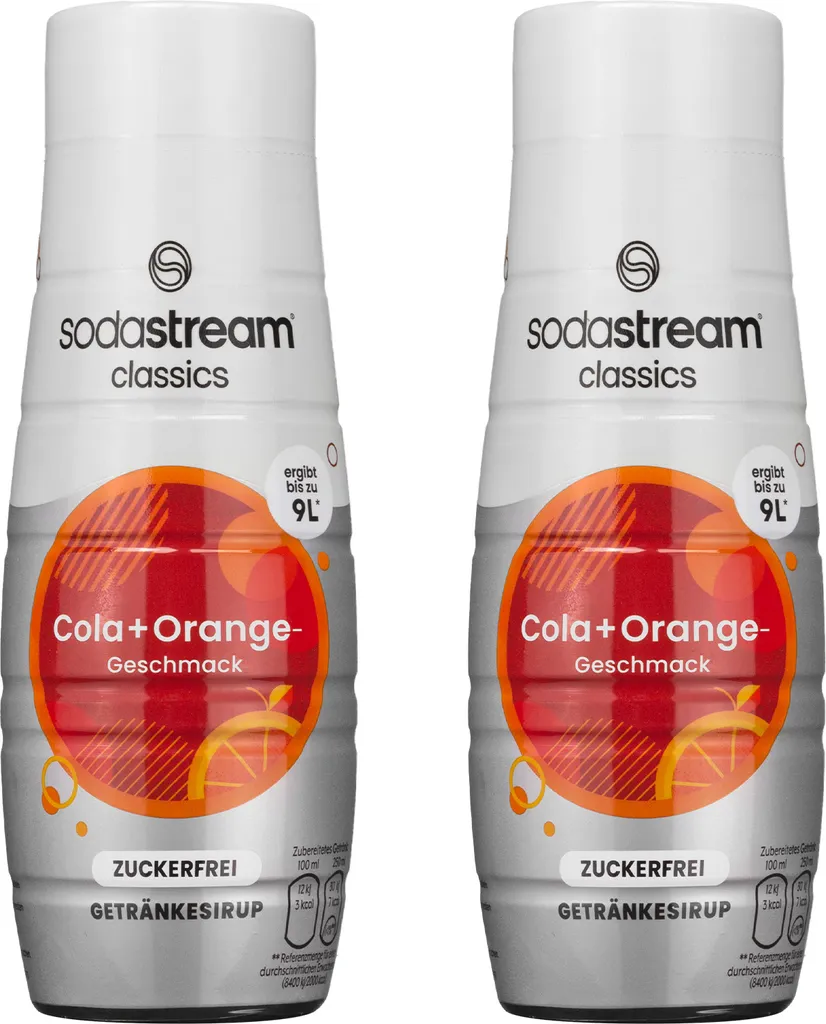 SodaStream Cola + Orange Zuckerfrei Sirup 440ml, 2 Stück