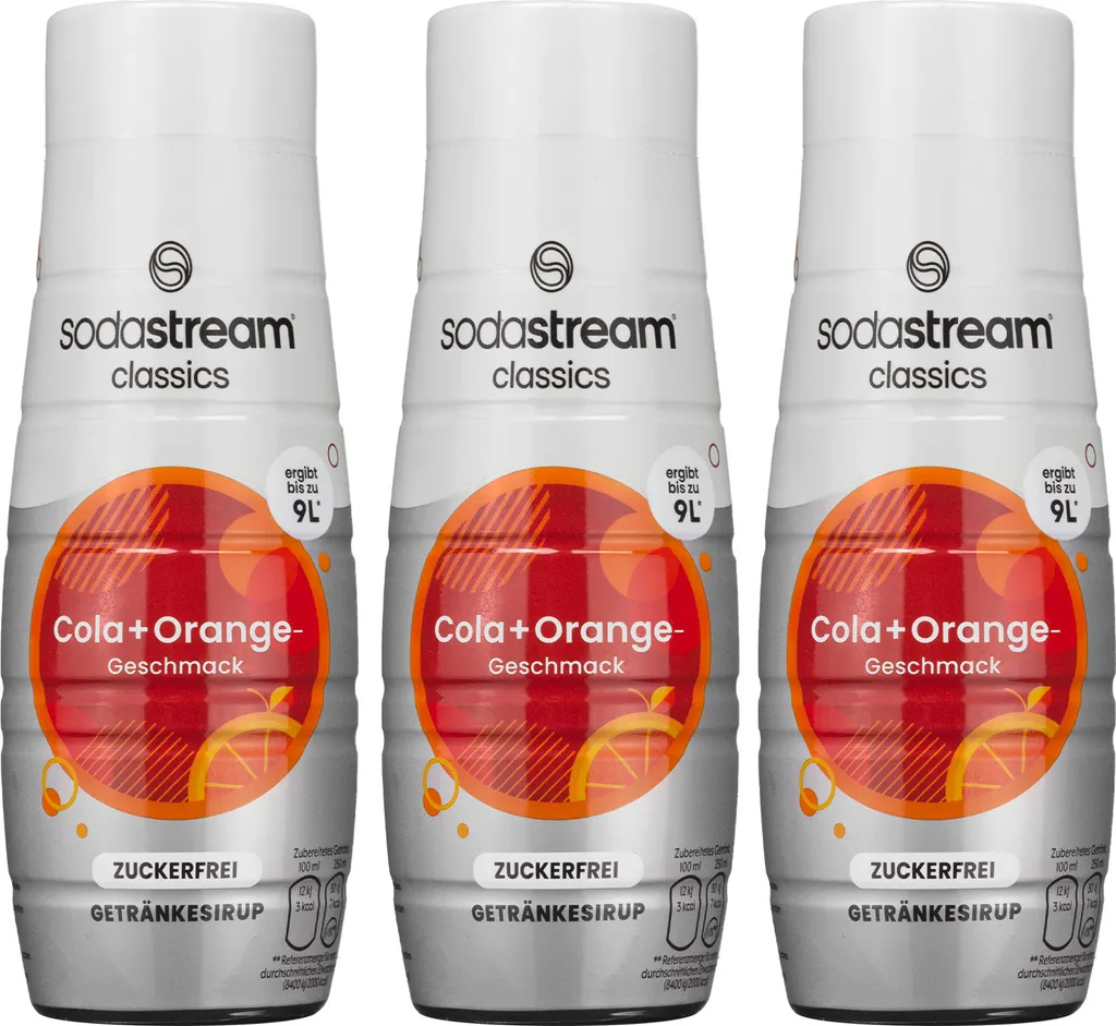 SodaStream Cola + Orange Zuckerfrei Sirup 440ml, 3 Stück