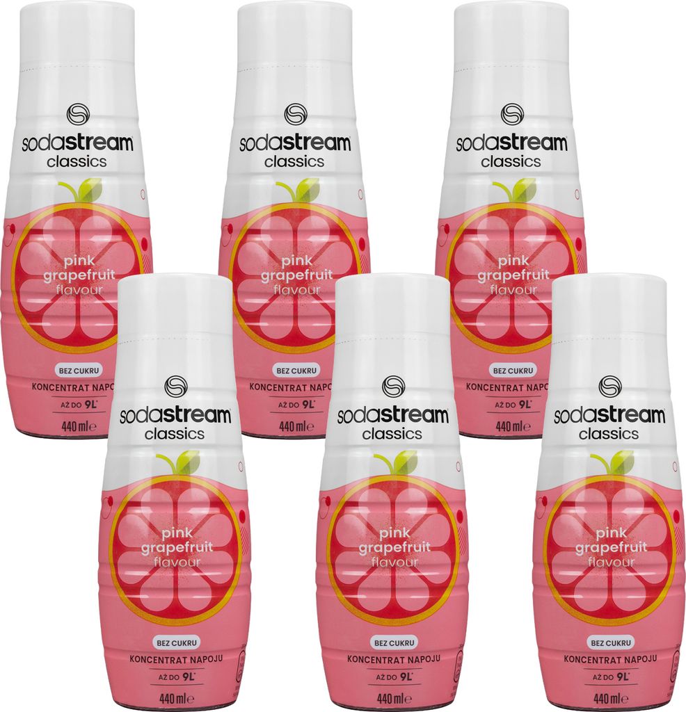 SodaStream Getränke-Sirup Rosa Grejpfruit ohne Zucker, 440ml, 6 Stück