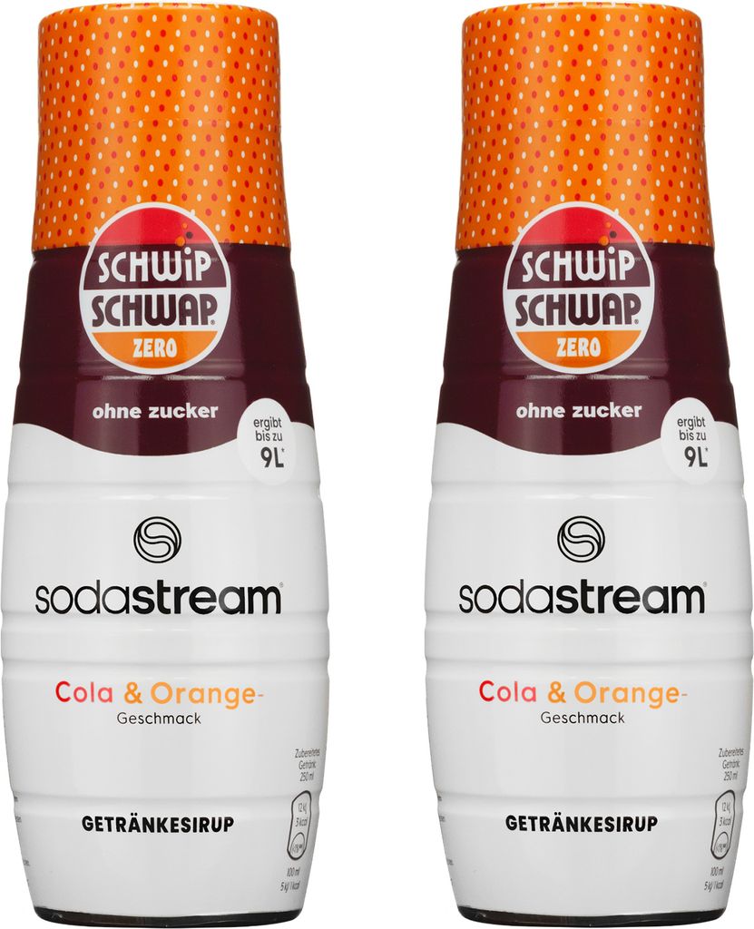 SodaStream Getränke-Sirup Schwip Cola Orange ohne Zucker, 440ml, 2 Stück