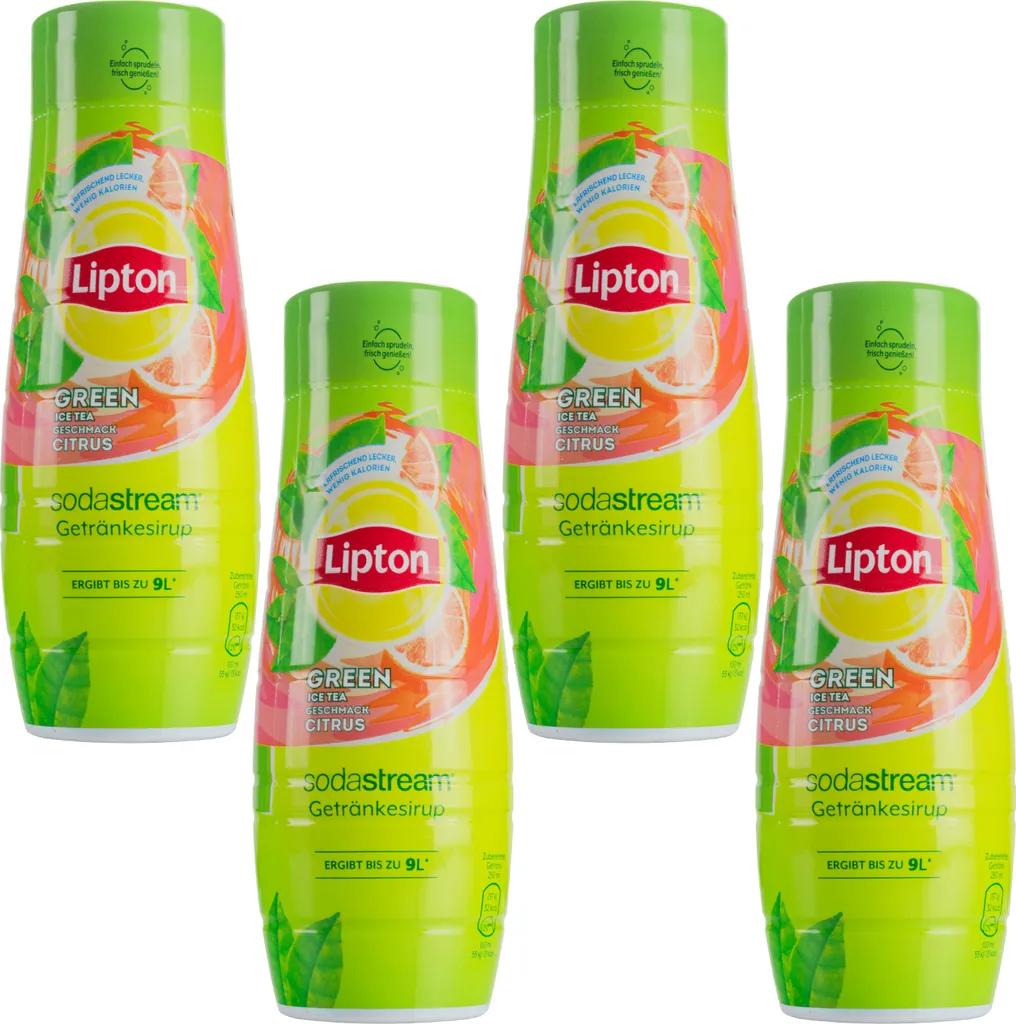 SodaStream Getränke-Sirup Softdrink Lipton Eistee Grüner Tee mit Zitrusfrüchten 440 ml (4er Pack)