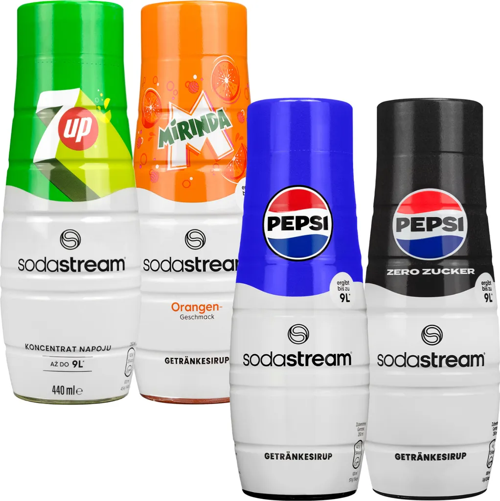 SodaStream Getränke-Sirup Softdrink Pepsi, Pepsi MAX, Mirinda, 7UP (4er Pack)
