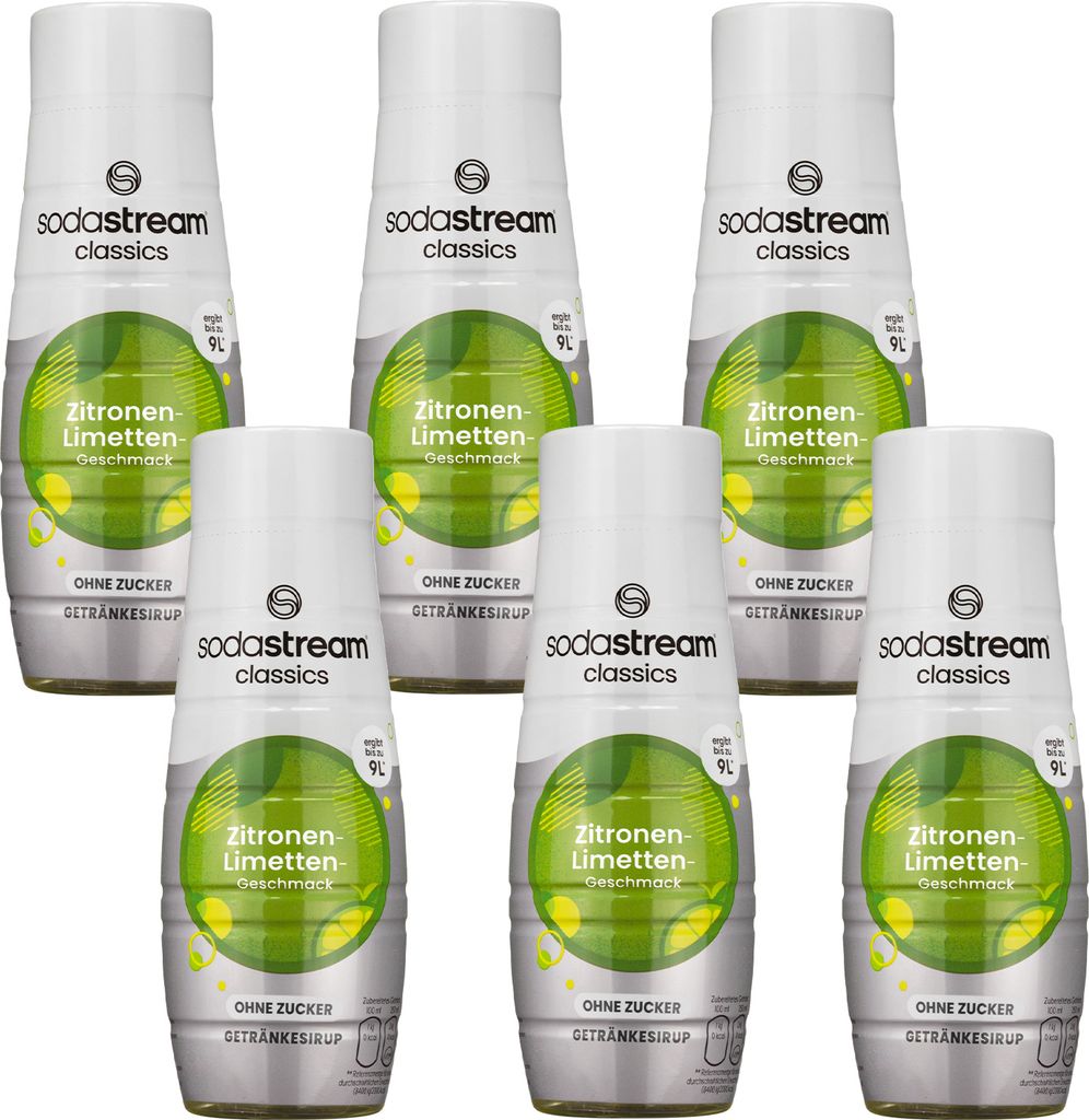 SodaStream Zitrone-Limette Zuckerfrei Sirup 440ml, 6 Stück