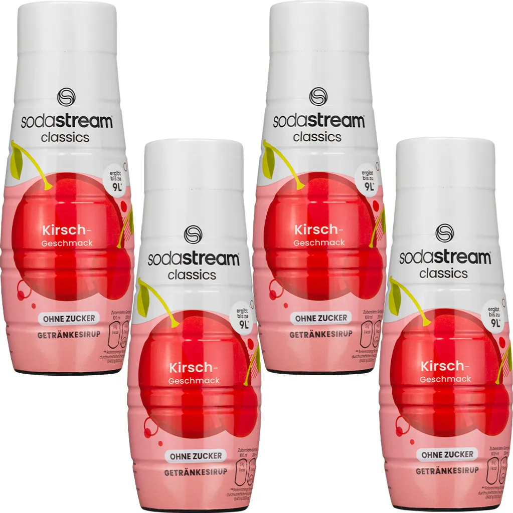 SodaStream Zuckerfreier Kirsch Sirup 440ml, 4 Stück