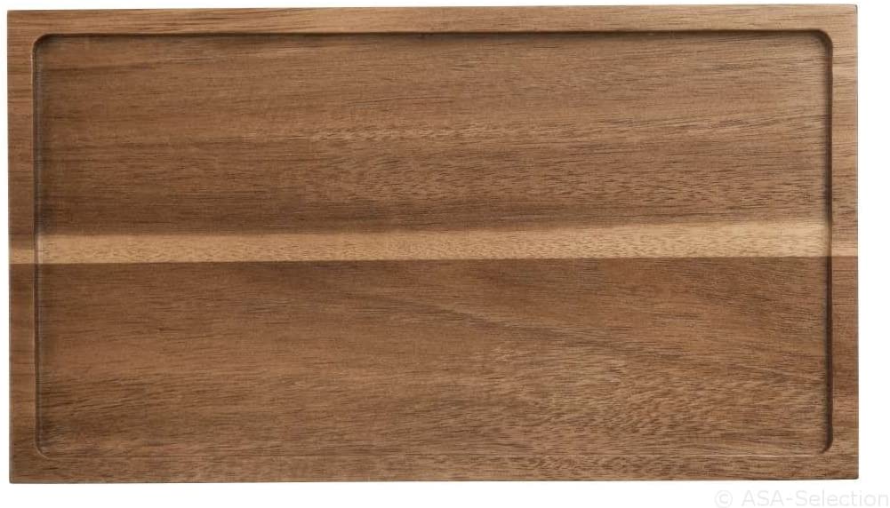 ASA Solid Acacia Wood Large Rectangular Tray, Wood 25 cm, width 14 cm Height 2 cm