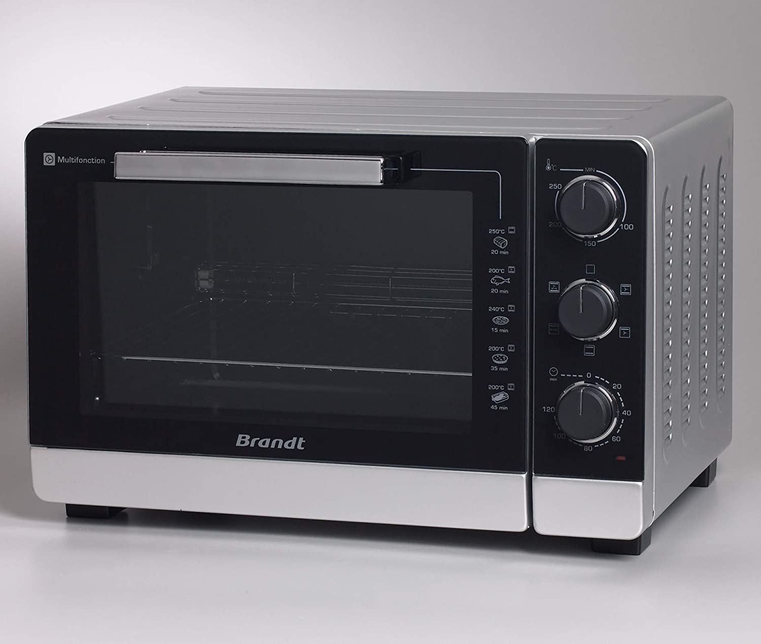 Brandt FC405MS Mini Freestanding Compact Oven 2100W 40L Multifunction with 5 Cooking Modes Even Cooking Double Glazing Grey