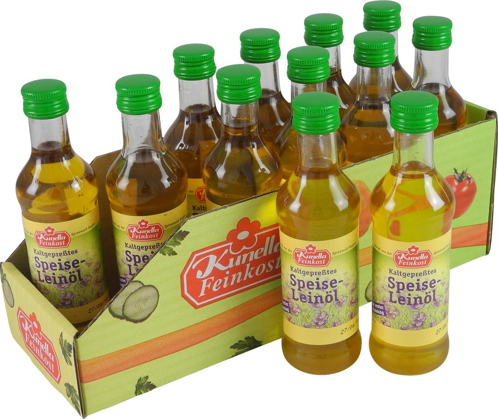 Speiseleinöl kaltgepresst von Kunella Feinkost (12 Flaschen à 100 ml)