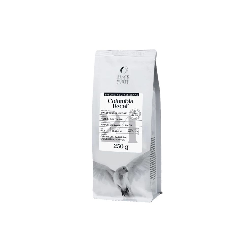 Specialty coffee beans (caffeine-free) Black Crow White Pigeon Colombia Decaf, 250 g