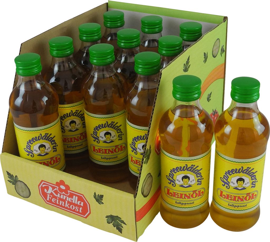 Spreewälderin Leinöl, kaltgepresst von Kunella Feinkost - 12er Set (12 Flaschen à 250 ml)