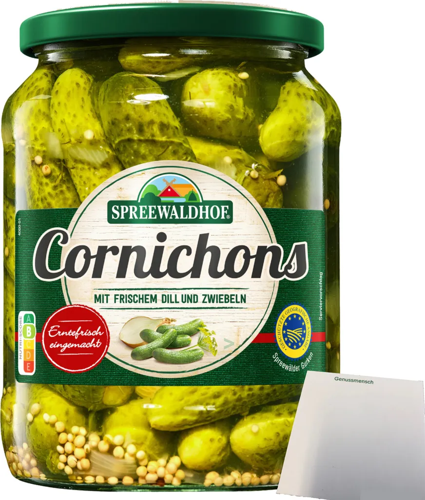 Spreewaldhof gherkins with fresh dill and onions (670g jar) + usy block