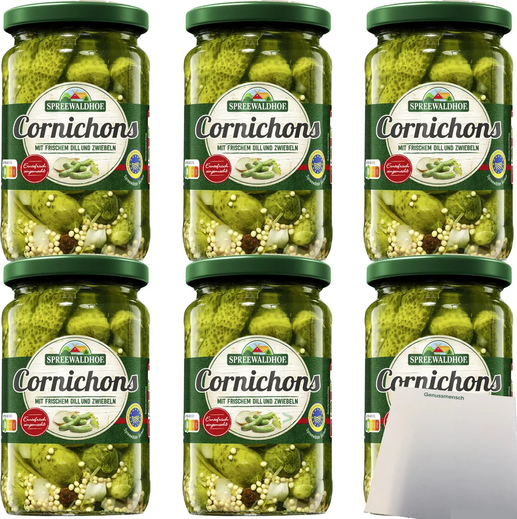 Spreewaldhof gherkins with fresh dill and onions 6-pack (6x330g jar) + usy block