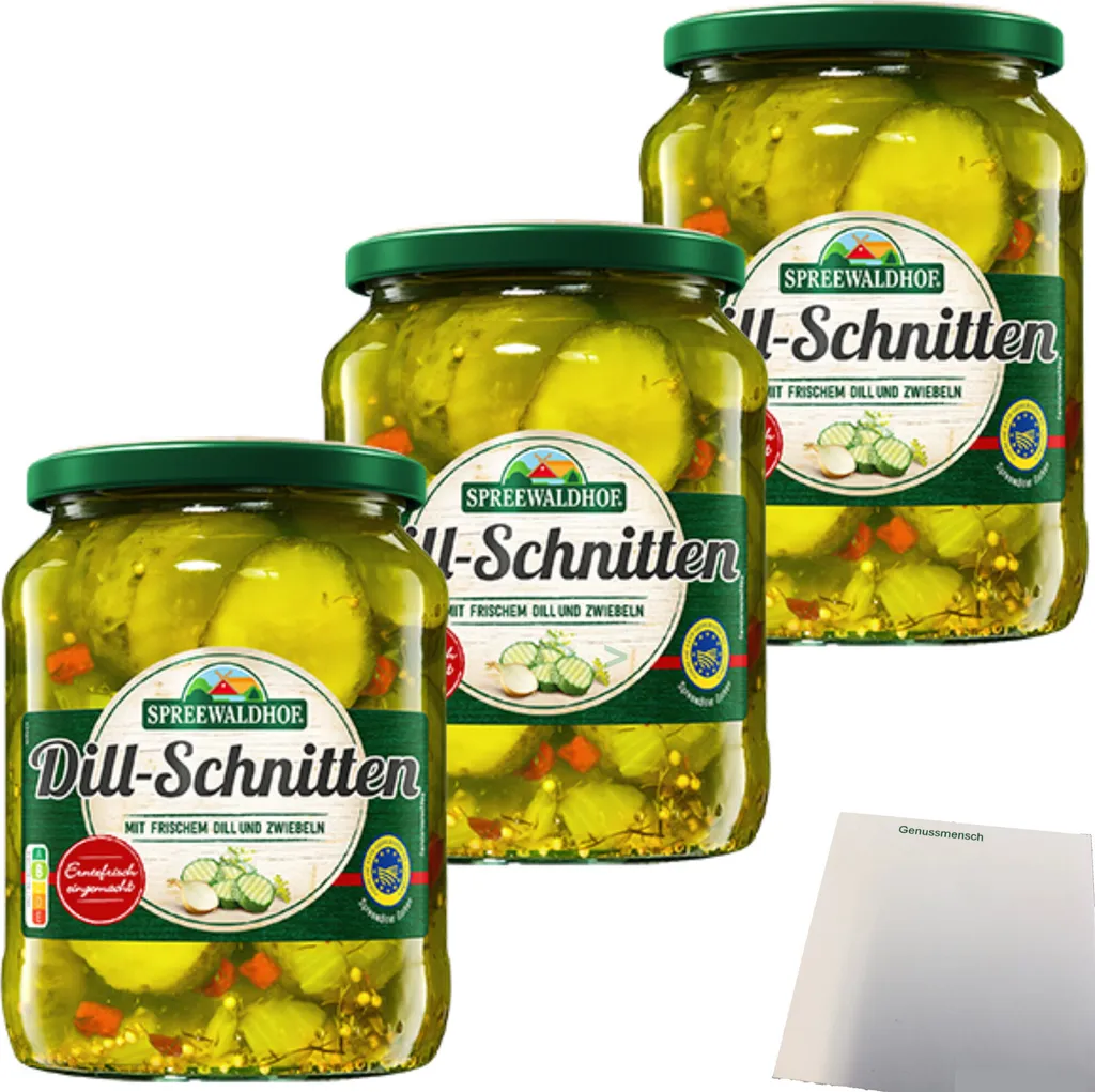 Spreewaldhof Dill slices with fresh dill and onions 3-pack (3x670g jar) + usy block