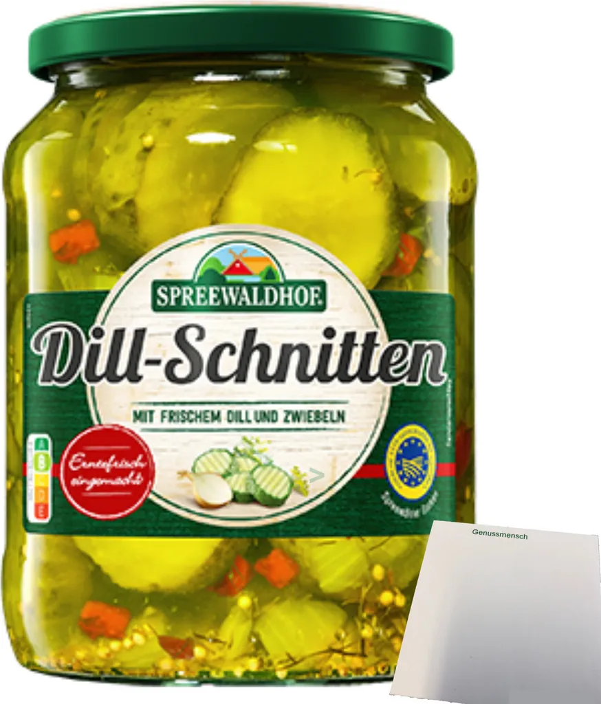 Spreewaldhof Dill slices with fresh dill and onions (670g jar) + usy block