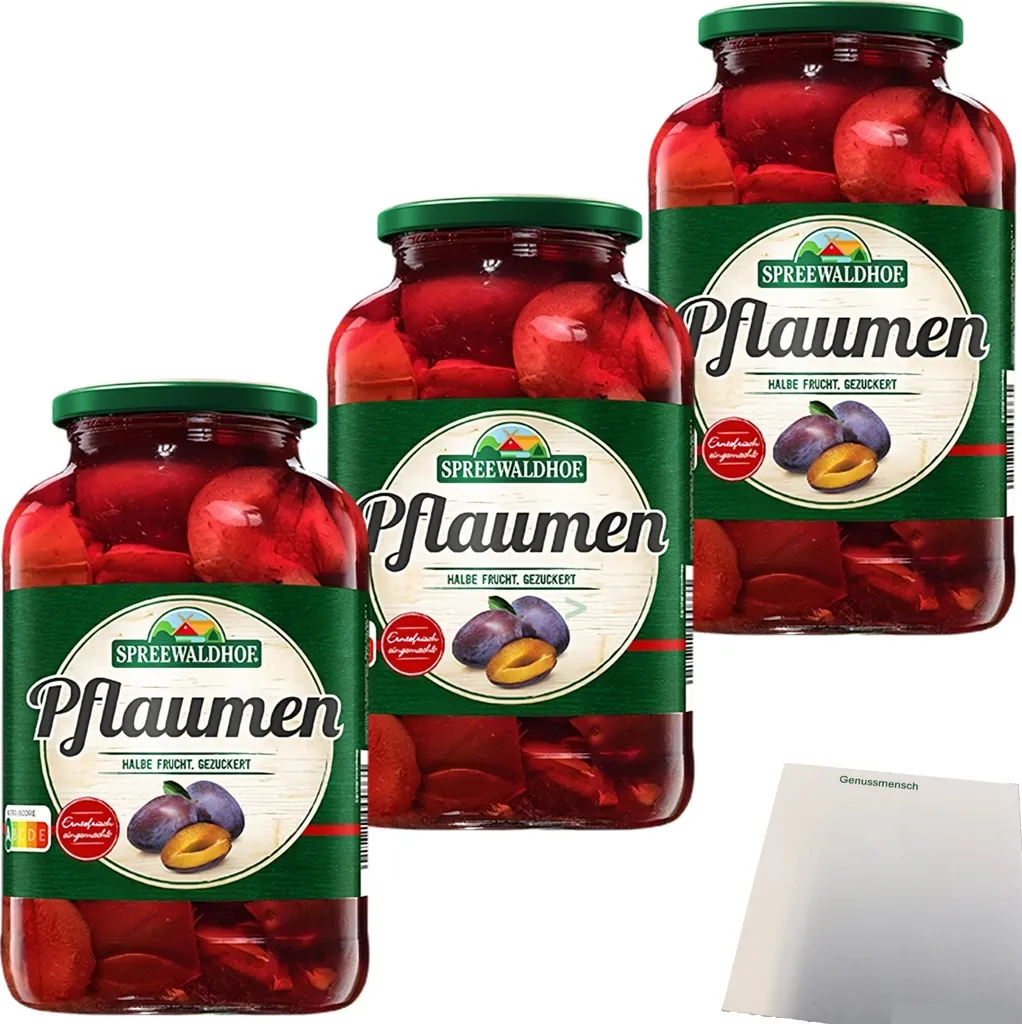 Spreewaldhof plum half fruit 3-pack (3x680g jar) + usy block