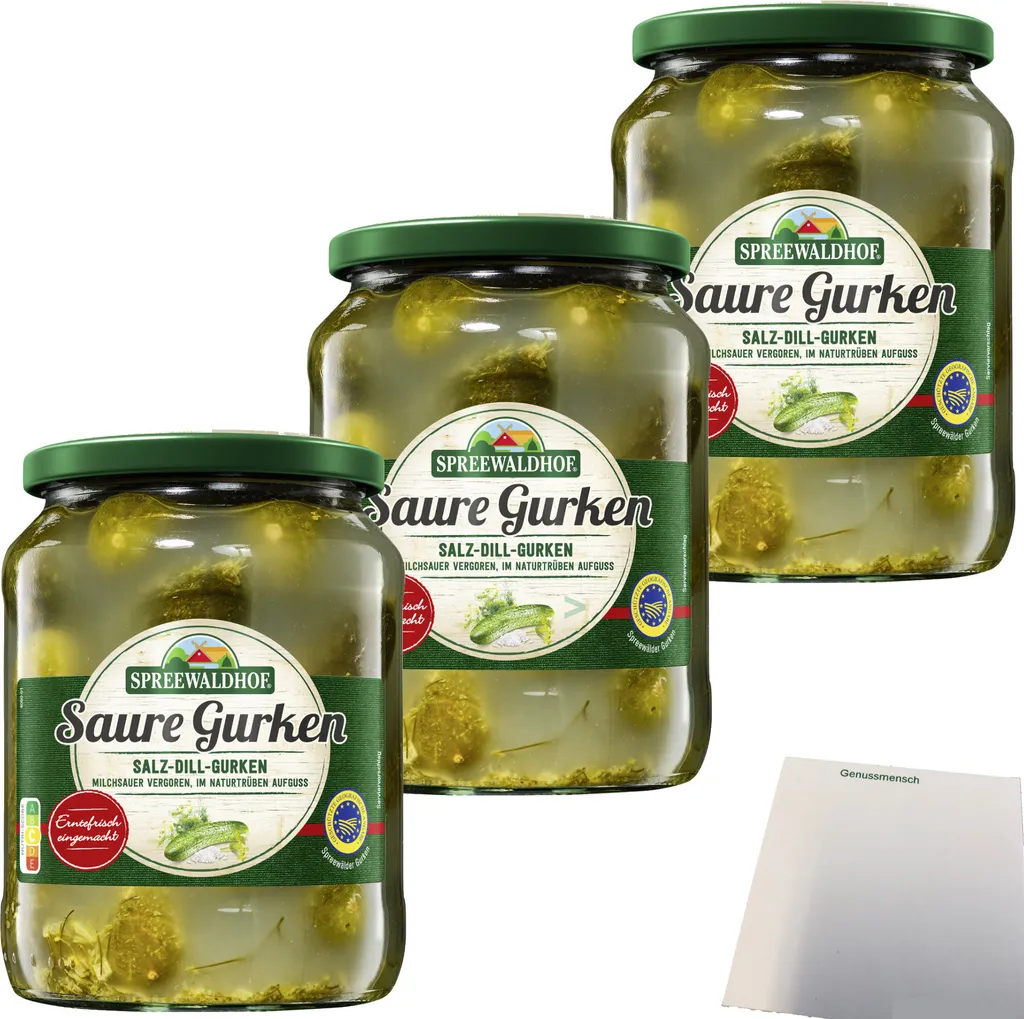 Spreewaldhof salt-dill cucumbers in naturally cloudy infusion 3-pack (3x720g jar) + usy block