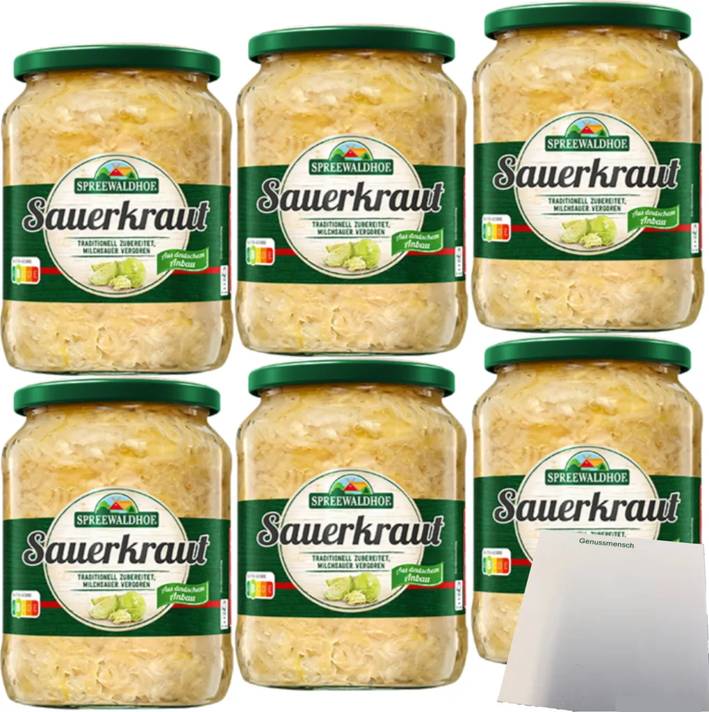 Spreewaldhof Sauerkraut traditionally prepared 6-pack (6x680g jar) + usy block