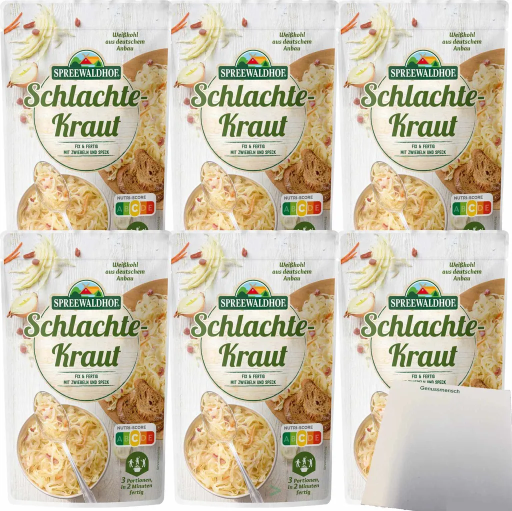 Spreewaldhof Schlachtekraut Ready-to-Use with Onions and Bacon 6-pack (6x400g pack) + usy Block