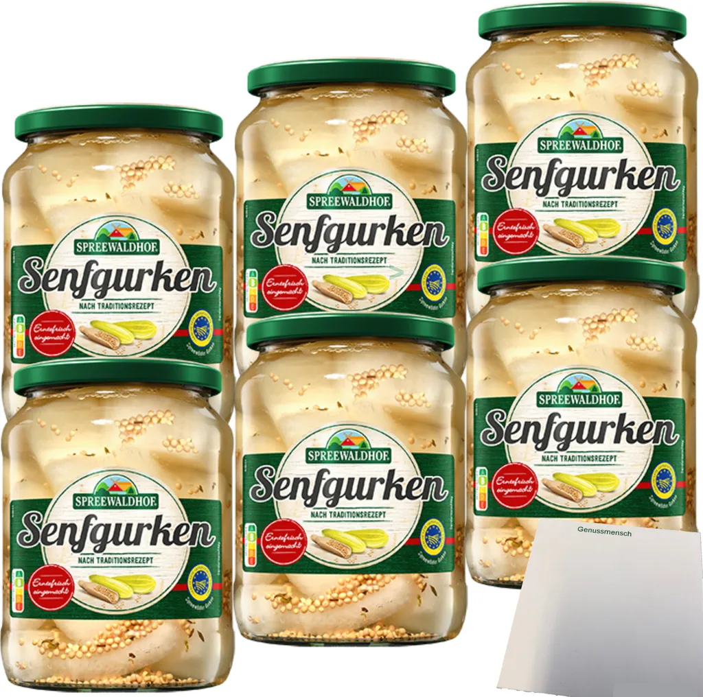 Spreewaldhof mustard pickles traditionally seasoned 6-pack (6x670g jar) + usy block