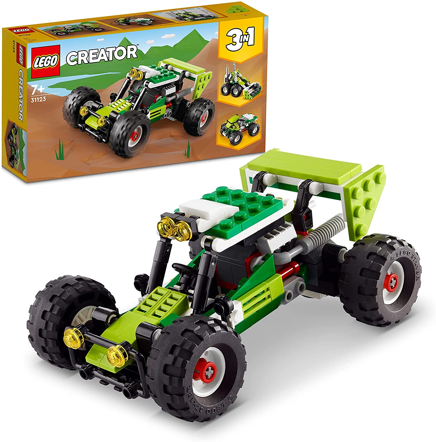 LEGO 31123 Creator 3-in-1 Off-Road Buggy, Quad, Compact Loader, Toy Vehicle