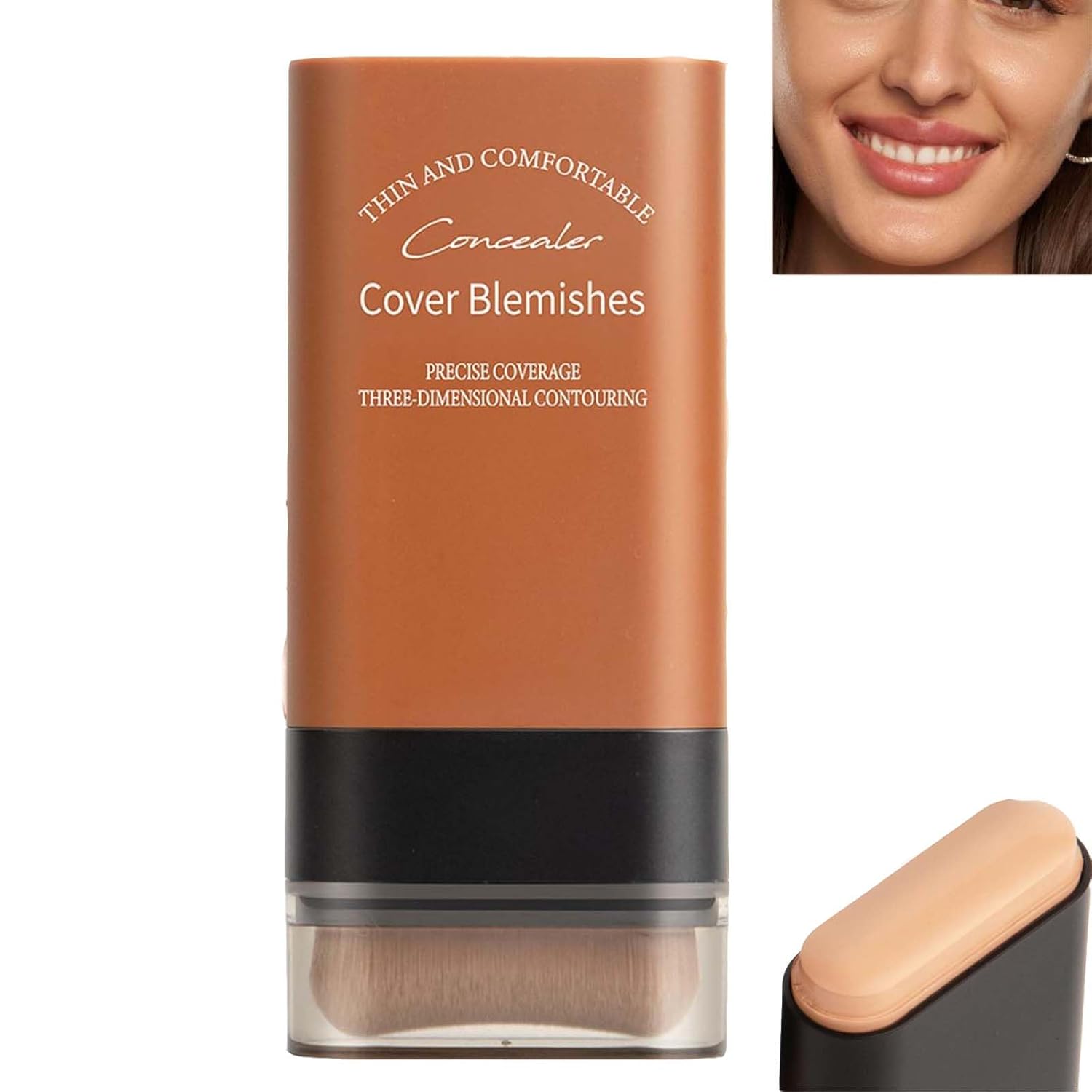 Vivien Beauty Foundation Stick, 2-in-1 Foundation Stick with Brush, Double Head Foundation Makeup Stick, Long-Lasting, Natural Matte Finish, Waterproof, for All Skin Types (Pink Colour, 20G)