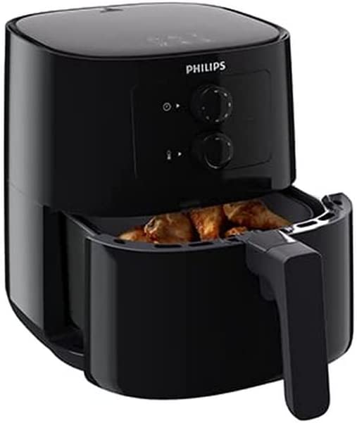 Philips Domestic Appliances Airfryer Essential - 4.1 Litre Pan, Oil Free, Rapid Air, NutriU App with Recipes (HD9200/90), Black