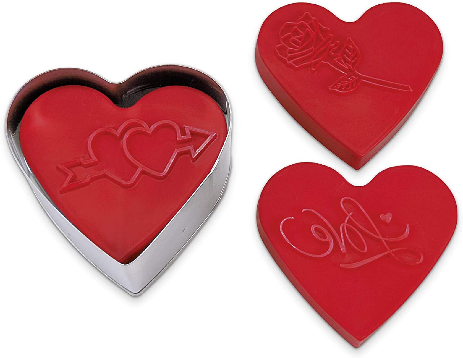 Staedter Städter Heart Cookie Cutter with Ejector Stainless Steel 6 x 6 x 4 cm Silver / Red