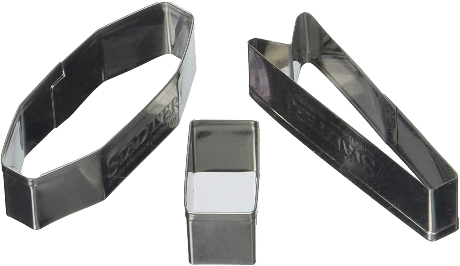 Staedter Städter 171435 Shapes Ribbon Set of 3, Stainless Steel, Silver, 7 x 7 x 3 cm